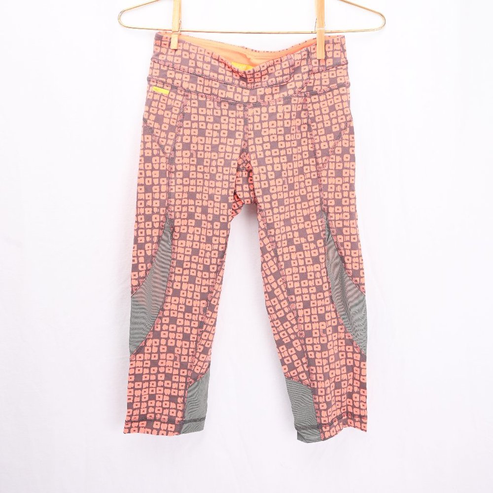 Orange / Grey Mesh Lole Cropped Leggings - XS - Yoga / Runnings / Athletic
